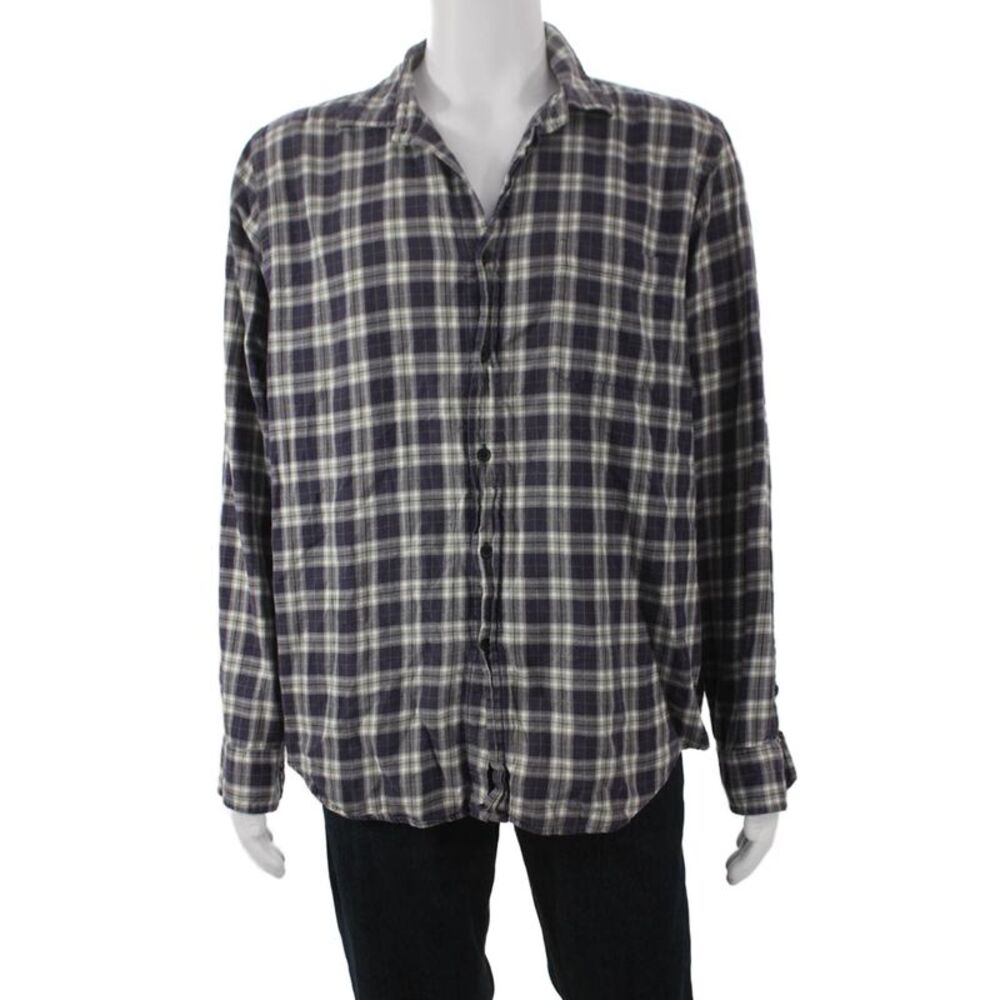 The Men's Store at Bloomingdale's Mens Plaid Button Down Shirt Blue Size XL